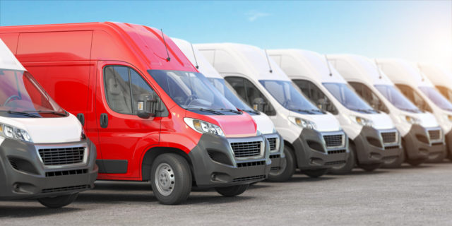 red-delivery-van-row-white-vans-3d-illustration